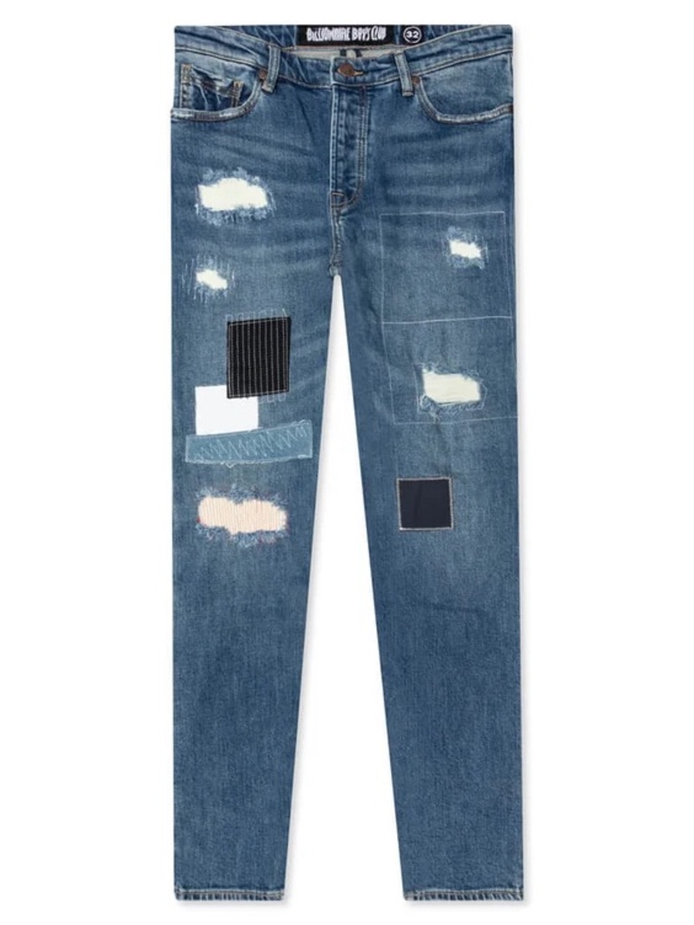 Billionaire Boys Club Men's Blue Patchwork Skinny Jeans